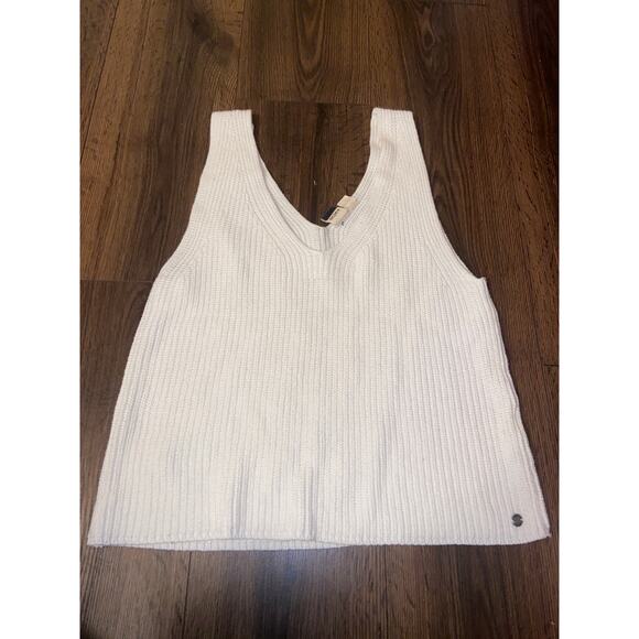 EUC WHITE Roxy Bright Place Sleeveless Sweater Tank Top White Ribbed Knit sz: M - Picture 9 of 11